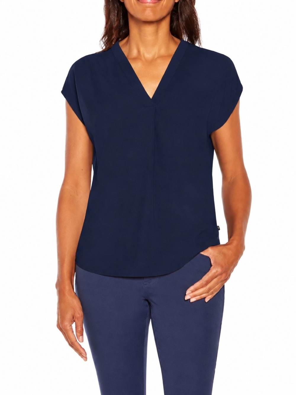 NWT Banana Republic Navy V-Neck Cap Sleeve Blouse